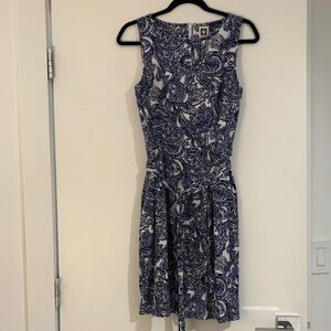Anne Klein Navy and White Paisley Mini Dress
